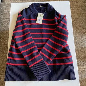 TUCKERNUCK NAVY AND RED STRIPE BRYANT SWEATER